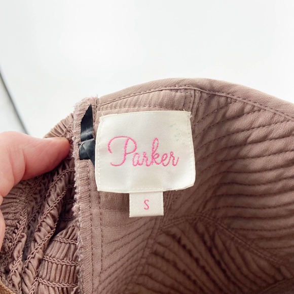 Parker Mauve Strapless Silk Bustier Peplum Top Size S - Picture 4 of 11